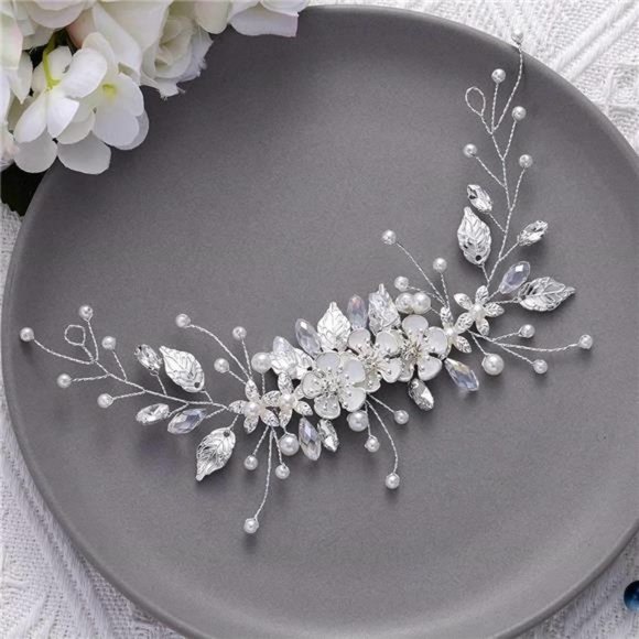 Gorais Bride Wedding Hair Vine Flower Bridal Headpieces Pearl Hair Accessories main image 4